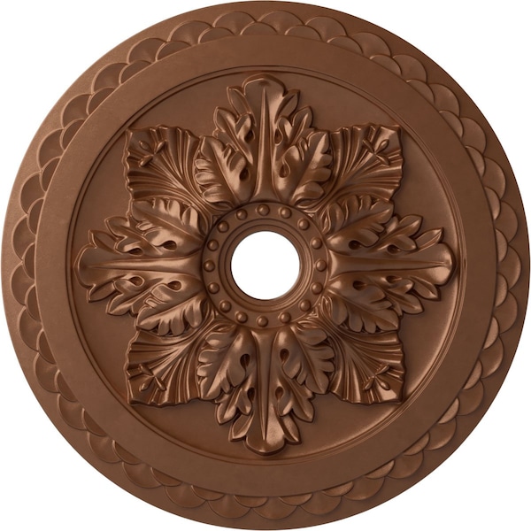 Ekena Millwork Bordeaux Deluxe Ceiling Medallion (Fits Canopies up to 4"), 23 5/8"OD x 3"ID x 2"P, Polished Copper CM23BOPOS - main